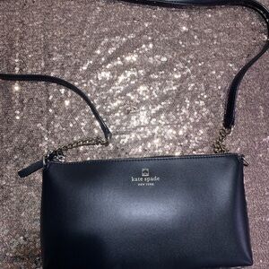 kate spade Black Leather Crossbody Bag with Gold Hardware